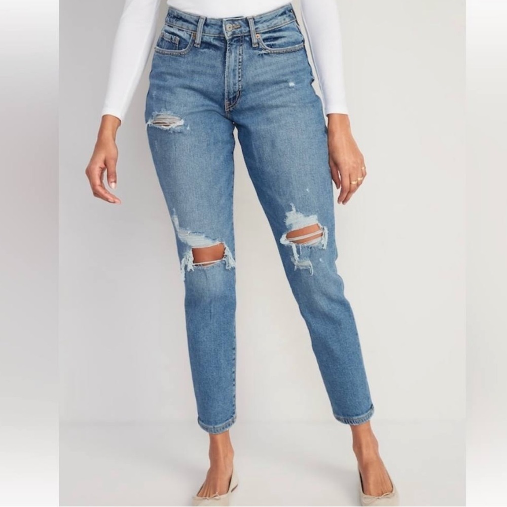 Old Navy Curvy High-Waisted O.G. Straight Ripped Jeans